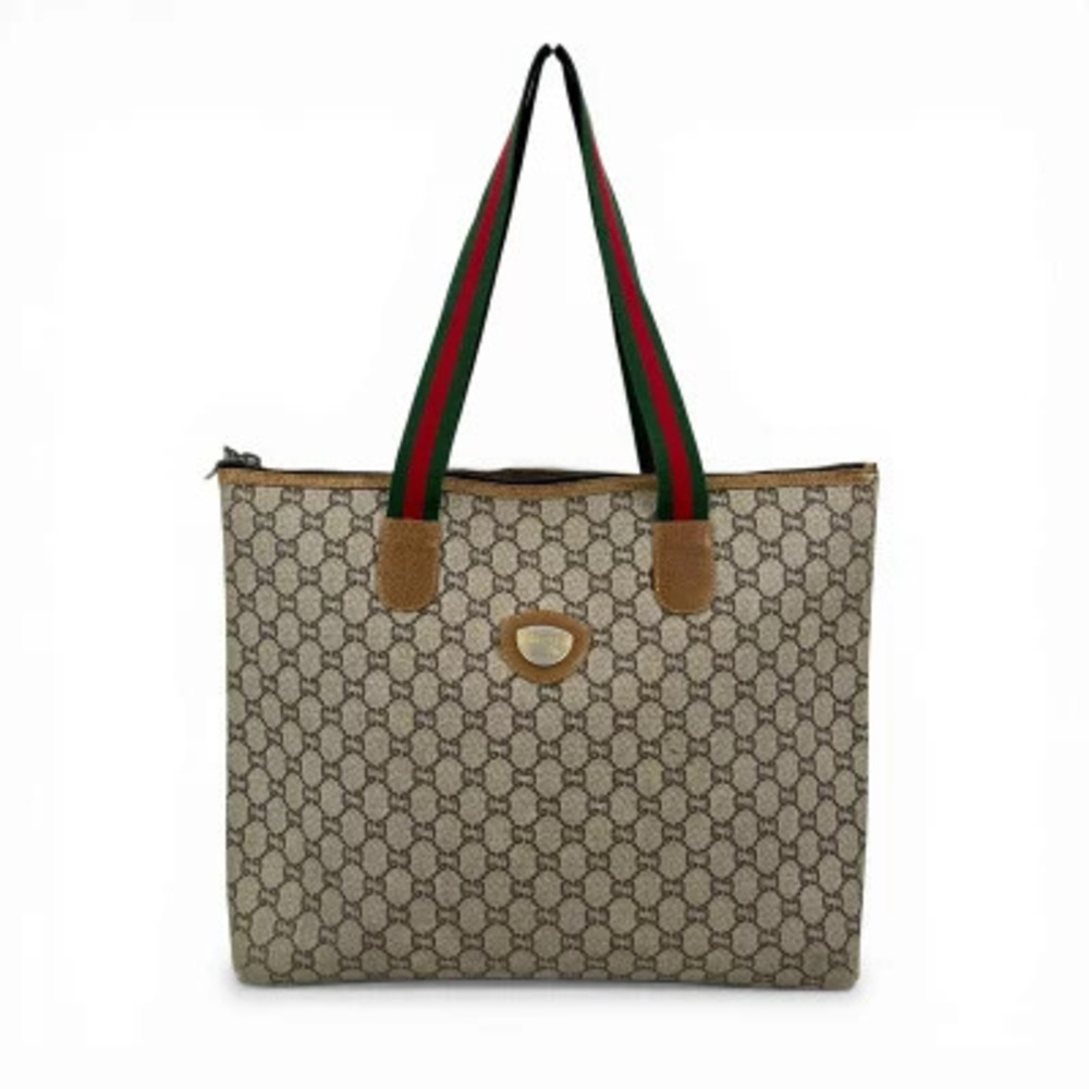 Gucci GG Canvas Sherry Plus Tote Bag Brown